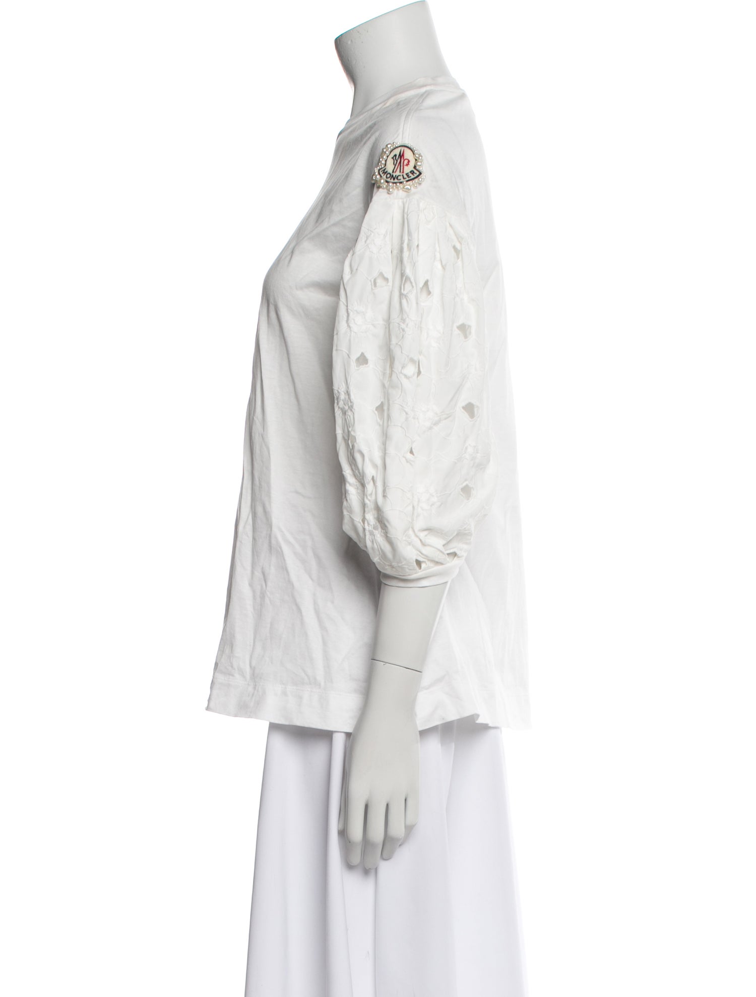 Moncler x Simone Rocha Mock Neck Three-Quarter Sleeve Button-Up Top
