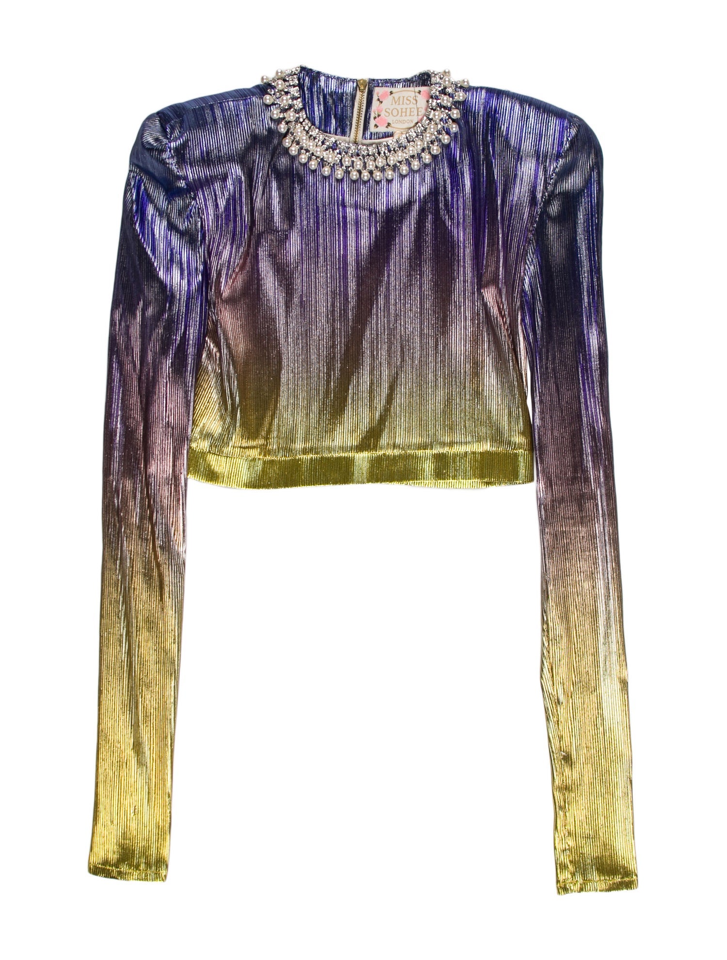 Miss Sohee Printed Crew Neck Crop Top