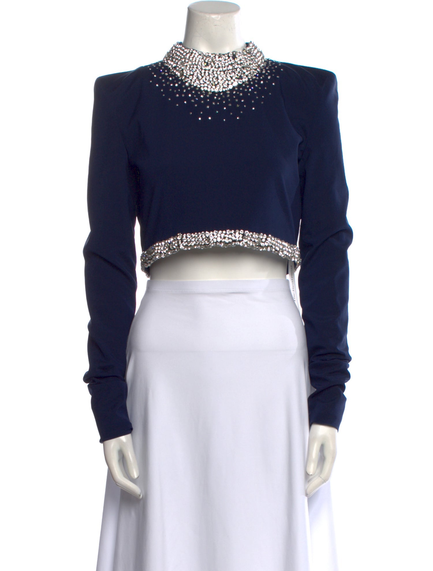 Miss Sohee Silk Mock Neck Crop Top