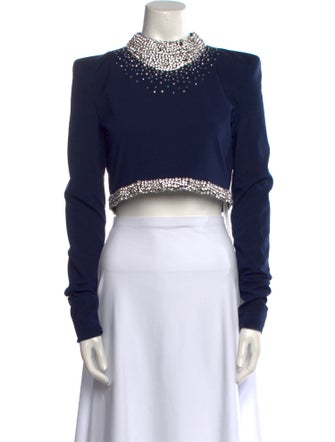 Miss Sohee Silk Mock Neck Crop Top