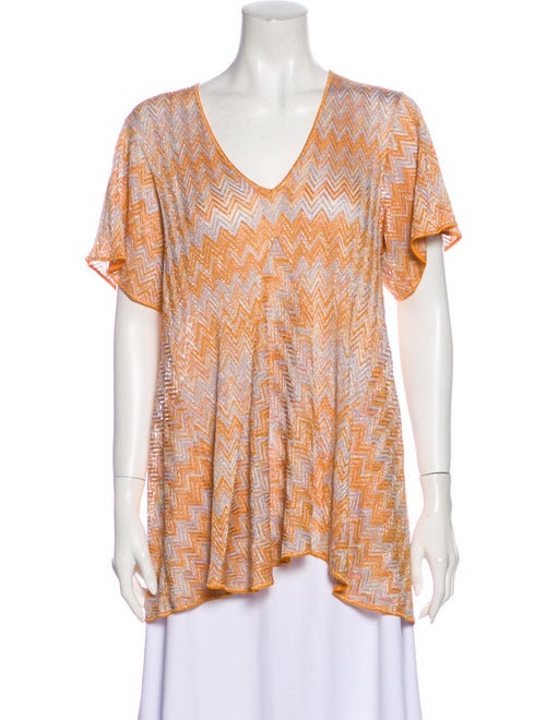 Missoni Mare Striped V-Neck Top Orange