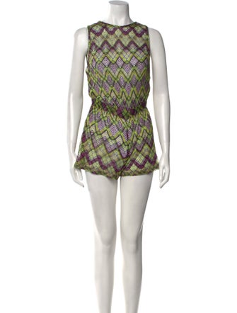Missoni Mare Plaid Print Crew Neck Romper
