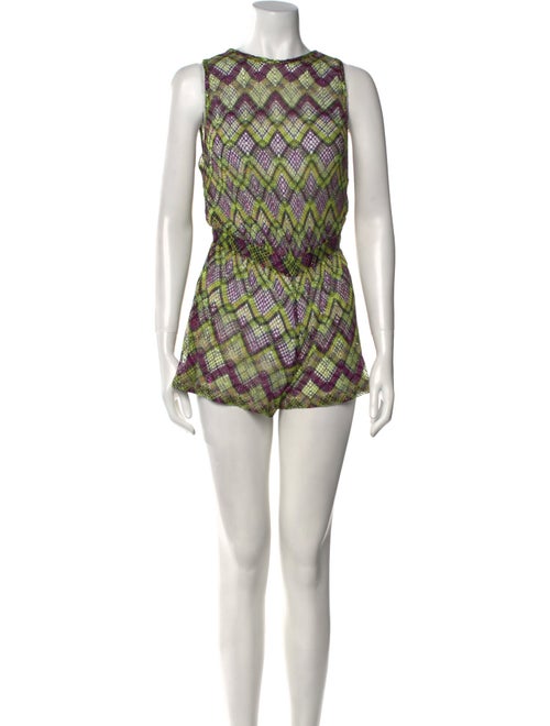 Missoni Mare Plaid Print Crew Neck Romper
