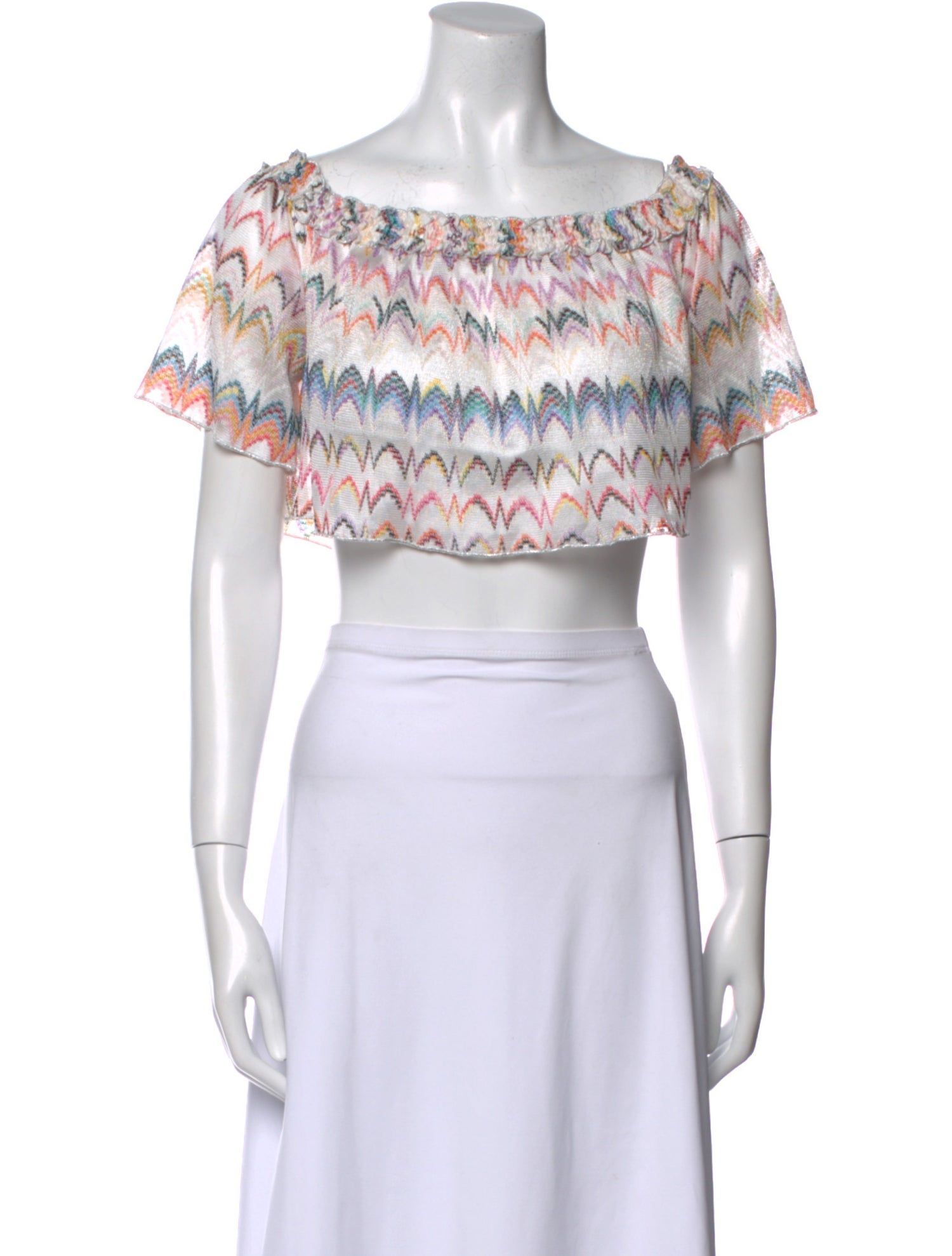 Missoni Mare Printed Off-The-Shoulder Crop Top w/ Tags