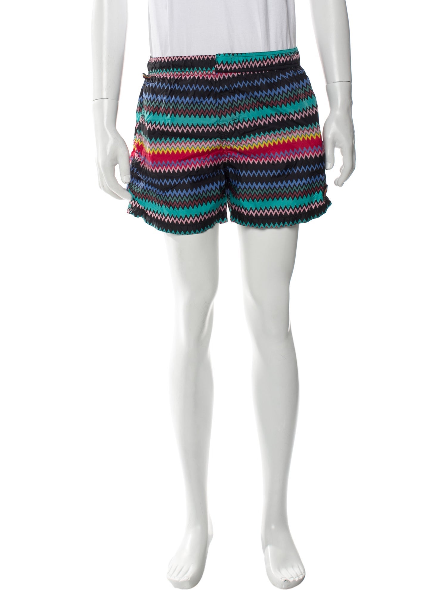 Missoni Mare Striped Embroidered Accent Swim Trunks