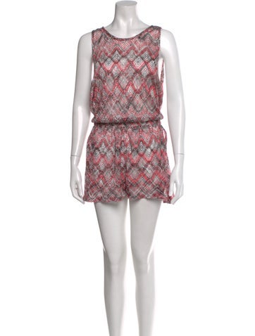 Pre-owned Missoni Plaid Print Scoop Neck Romper In Pink