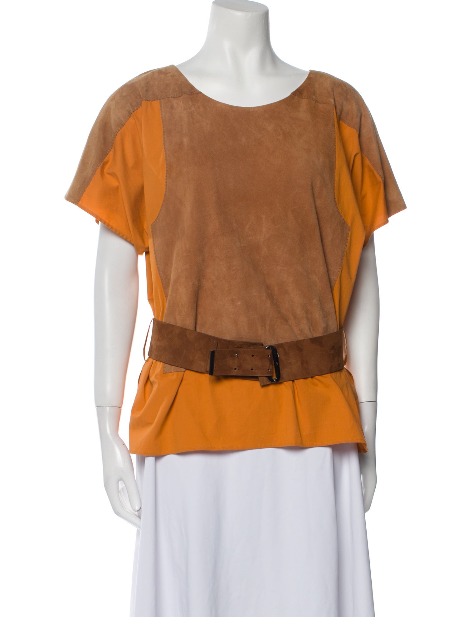 Maison Ullens Colorblock Pattern Scoop Neck T-Shirt