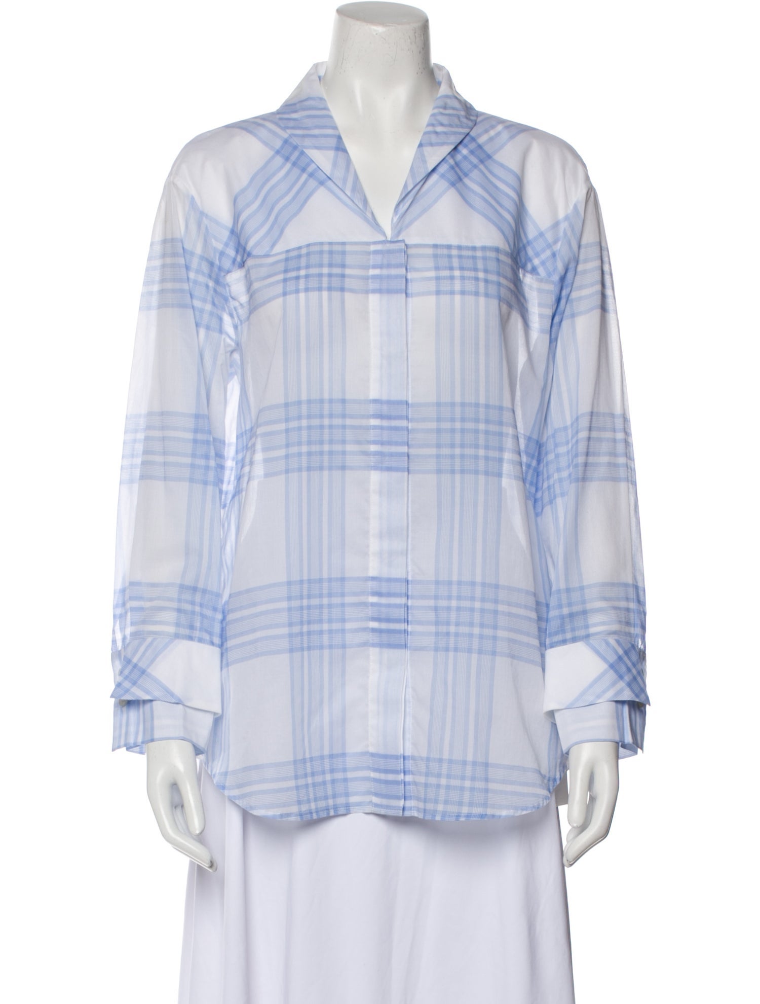 Maison Ullens Plaid Print Long Sleeve Button-Up Top