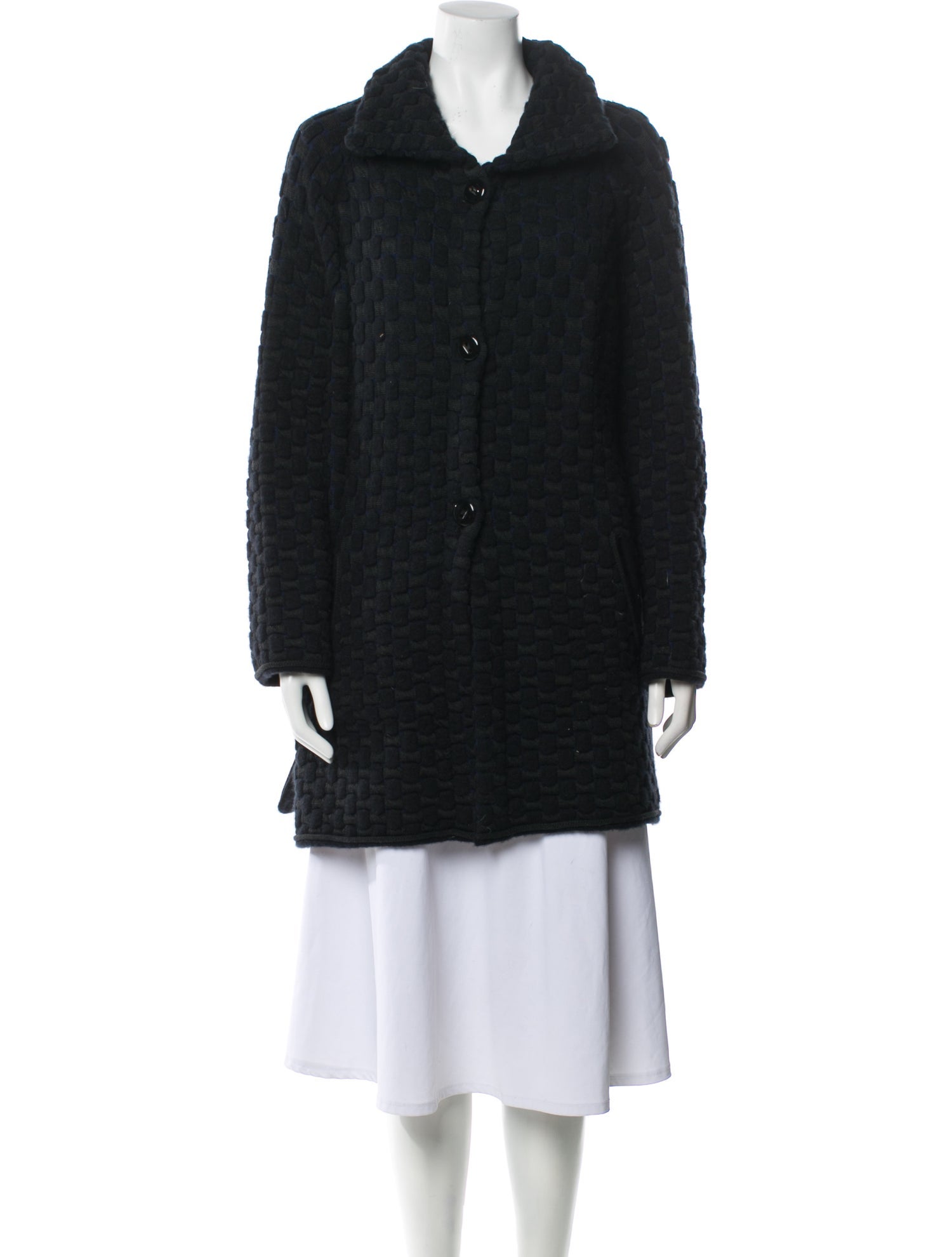 Maison Ullens Silk Tweed Pattern Faux Fur Coat