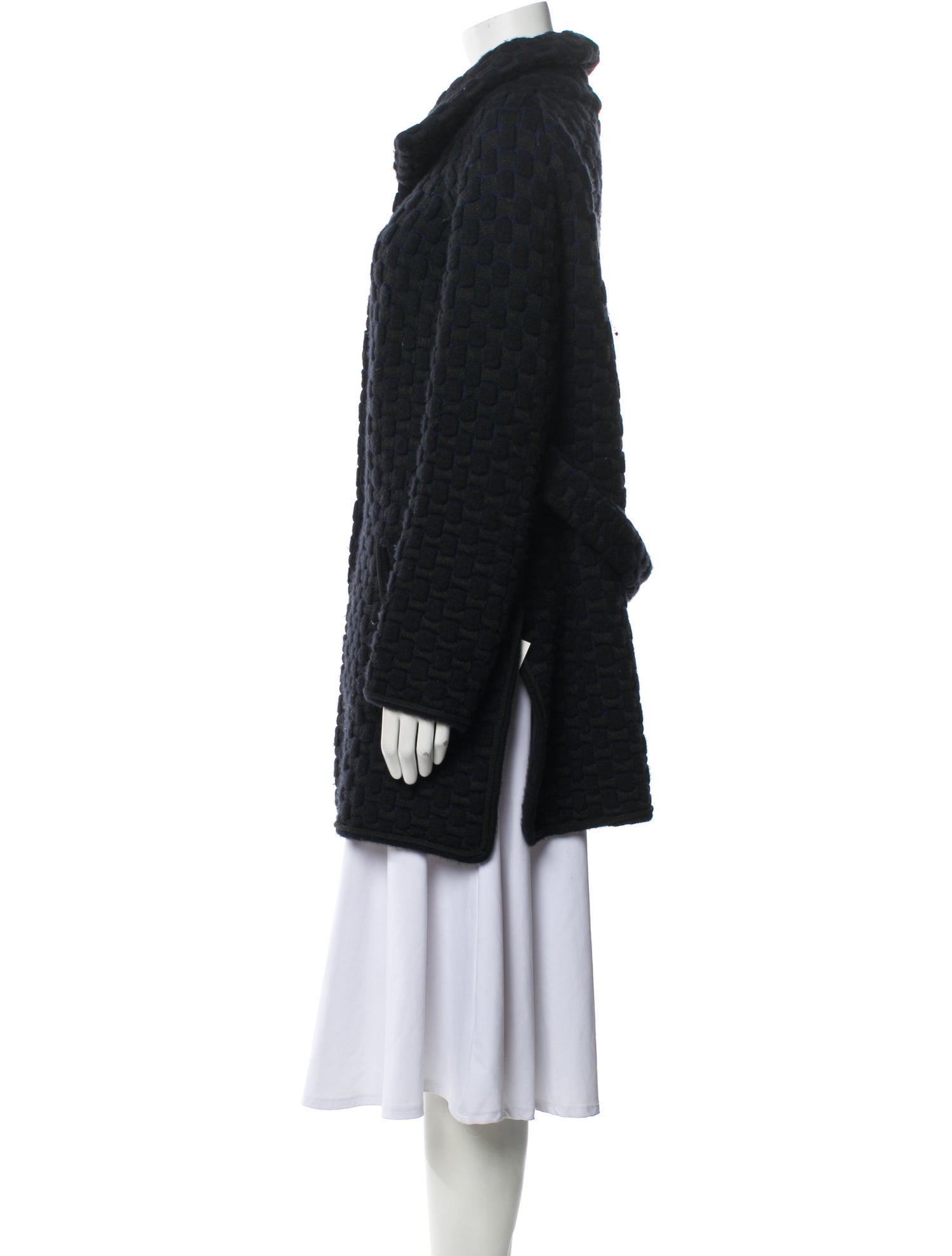 Maison Ullens Silk Tweed Pattern Faux Fur Coat