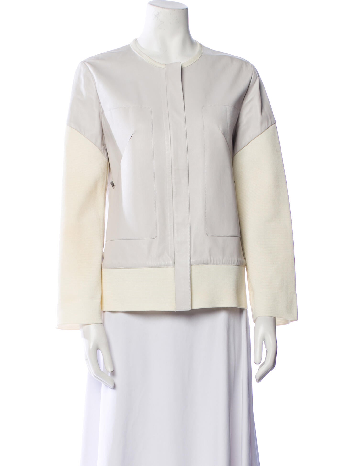 Maison Ullens Lamb Leather Colorblock Pattern Jacket
