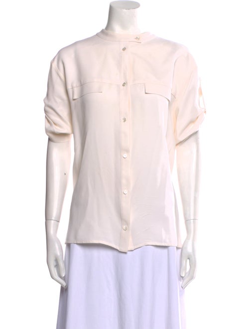 Maison Ullens Silk Mock Neck Button-Up Top