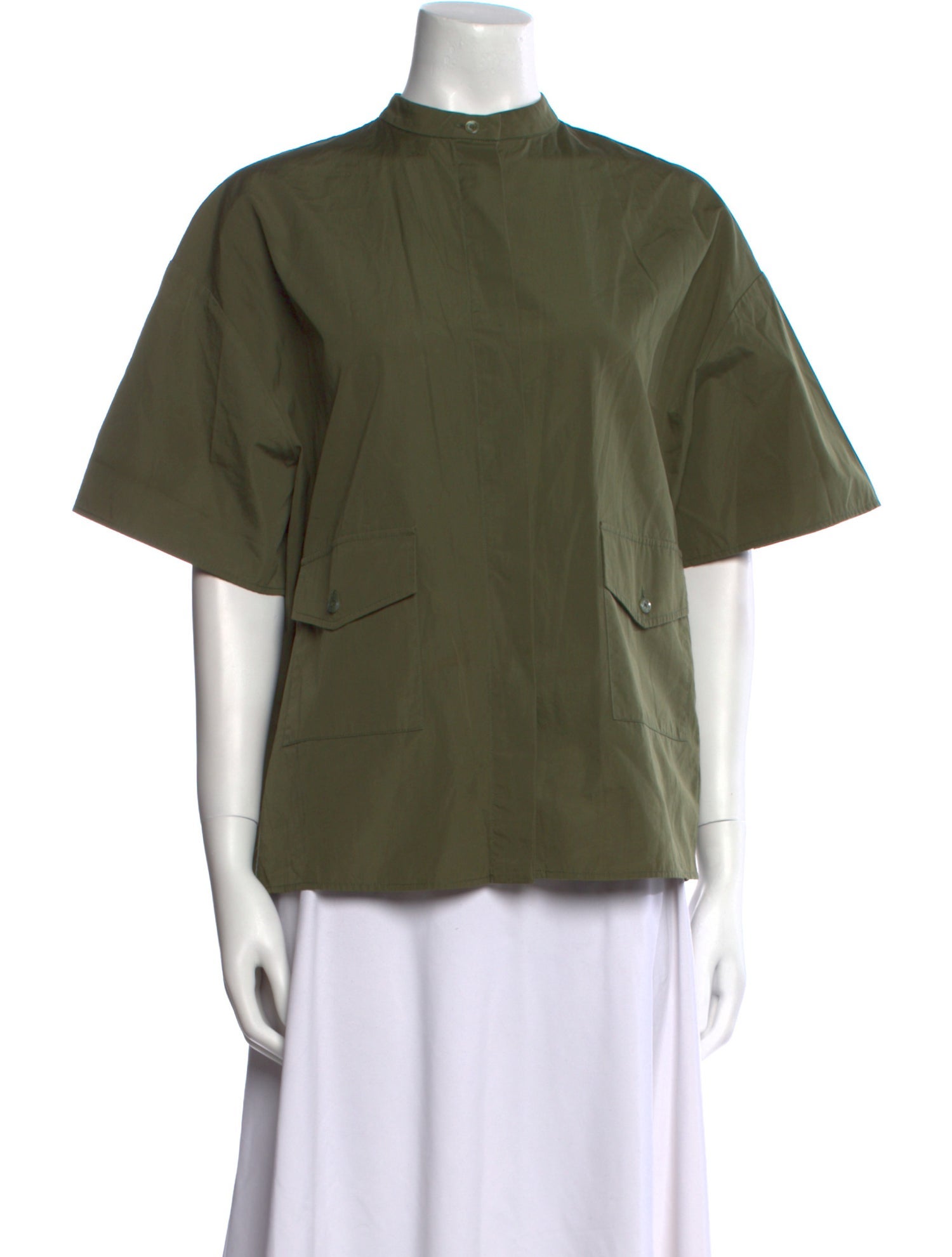 Maison Ullens Mock Neck Short Sleeve Blouse