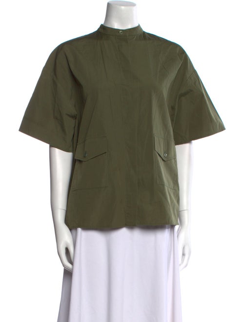 Maison Ullens Mock Neck Short Sleeve Blouse