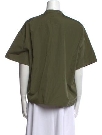 Maison Ullens Mock Neck Short Sleeve Blouse