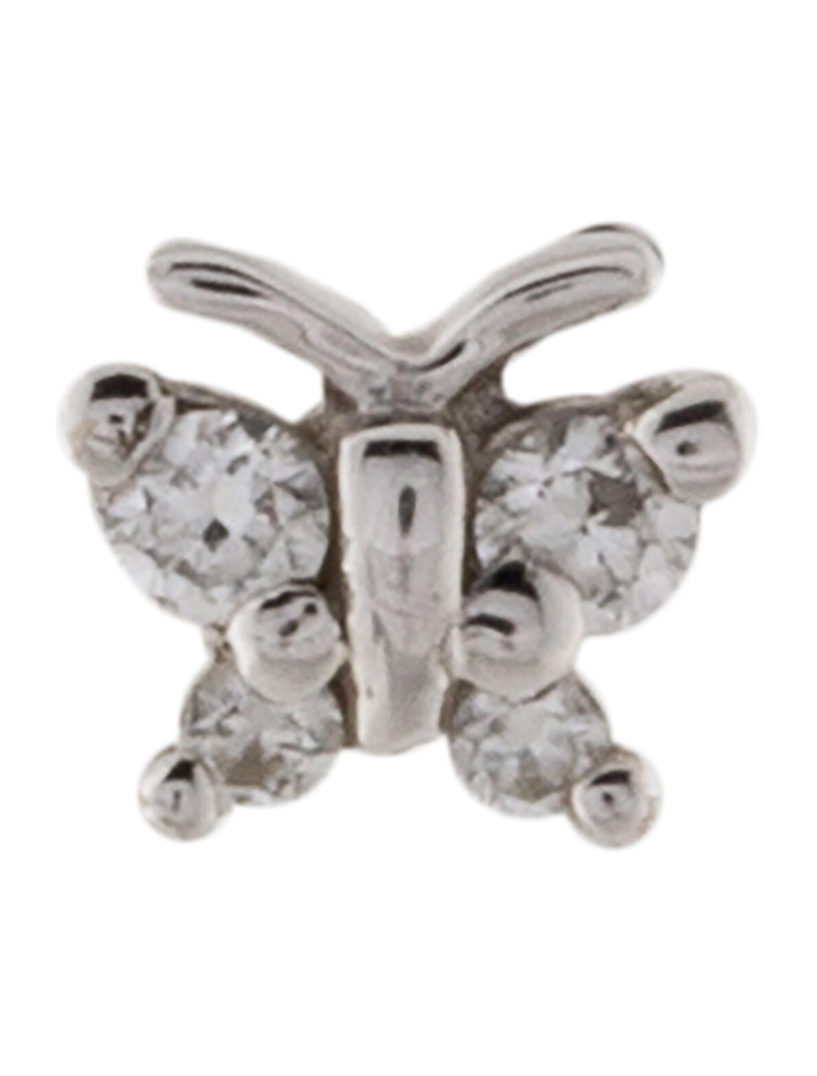 Maria Tash 14K Diamond Butterfly Threaded Stud