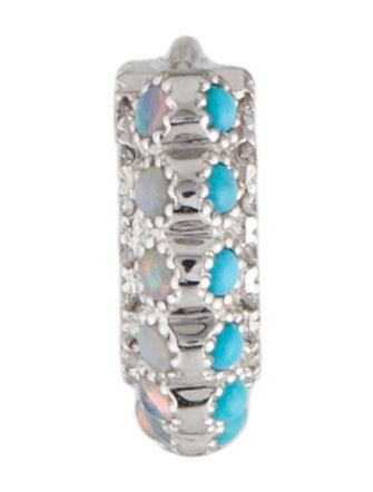 Maria Tash 18K Turquoise, Opal, & Diamond Apsara Hoop Earring