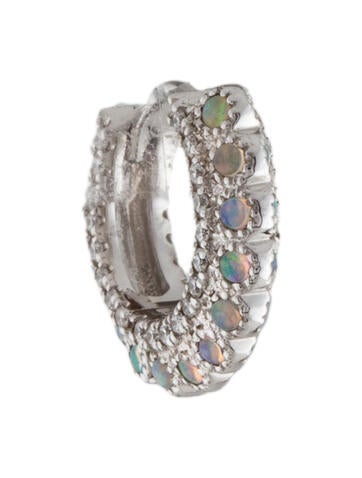 Maria Tash Single Earring 18K Double-Sided Opal & Diamond Apsara Hoop