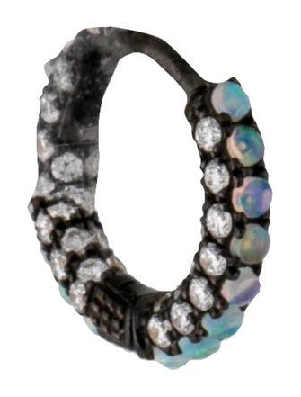 Maria Tash 18K Opal and Diamond Pavé Single Hoop Earring