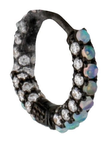 Maria Tash Single Earring 18K Opal and Diamond Pavé Hoop