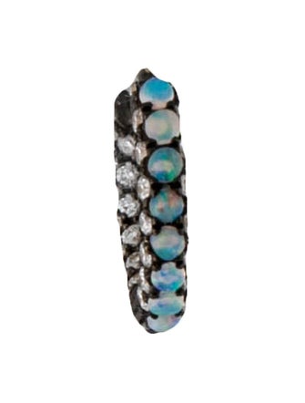 Maria Tash 18K Opal and Diamond Pavé Single Hoop Earring