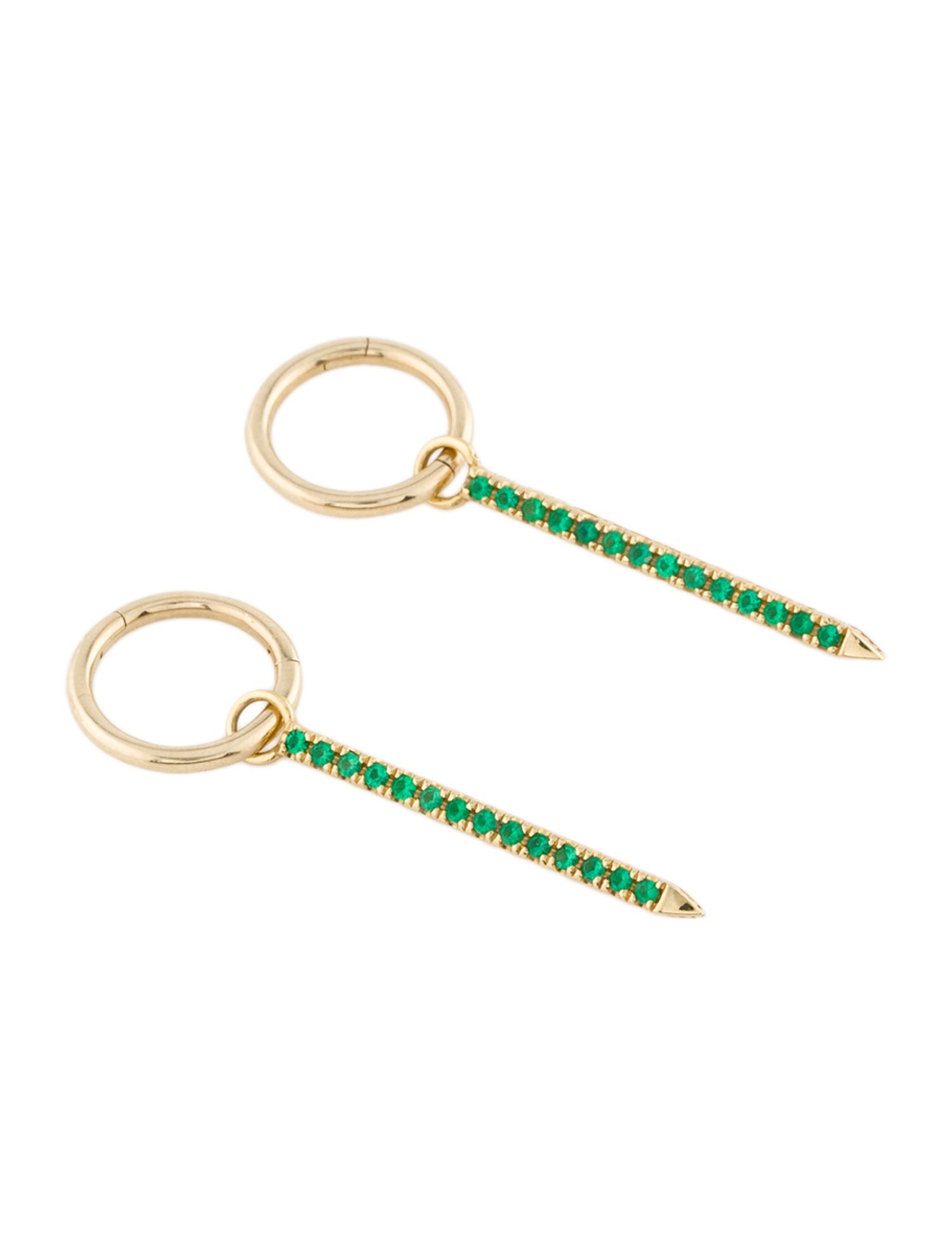 Maria Tash Emerald & Diamond Eternity Bar Enhancer Hoop Earrings