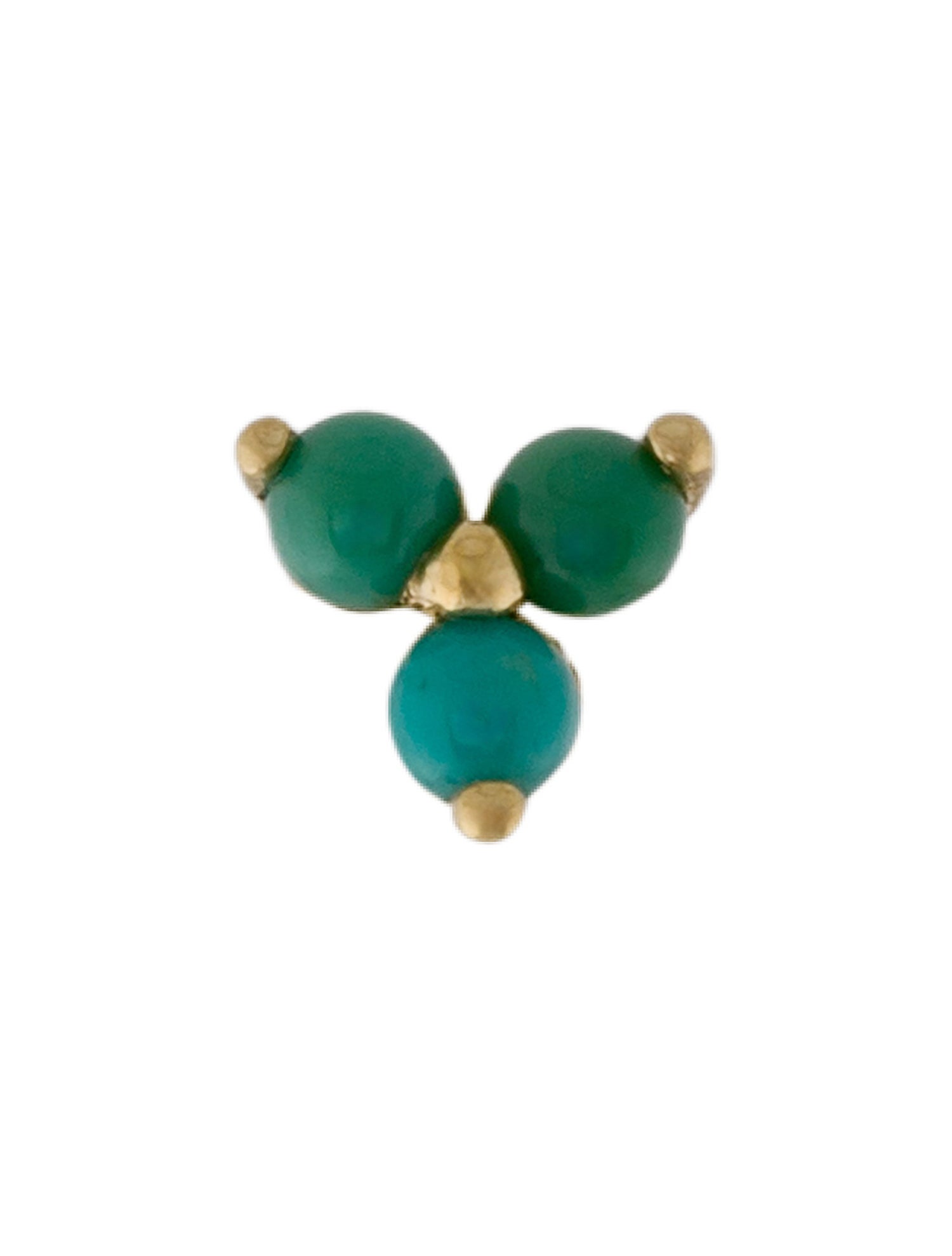 Maria Tash 14K Turquoise Trinity Threaded Single Stud Earring