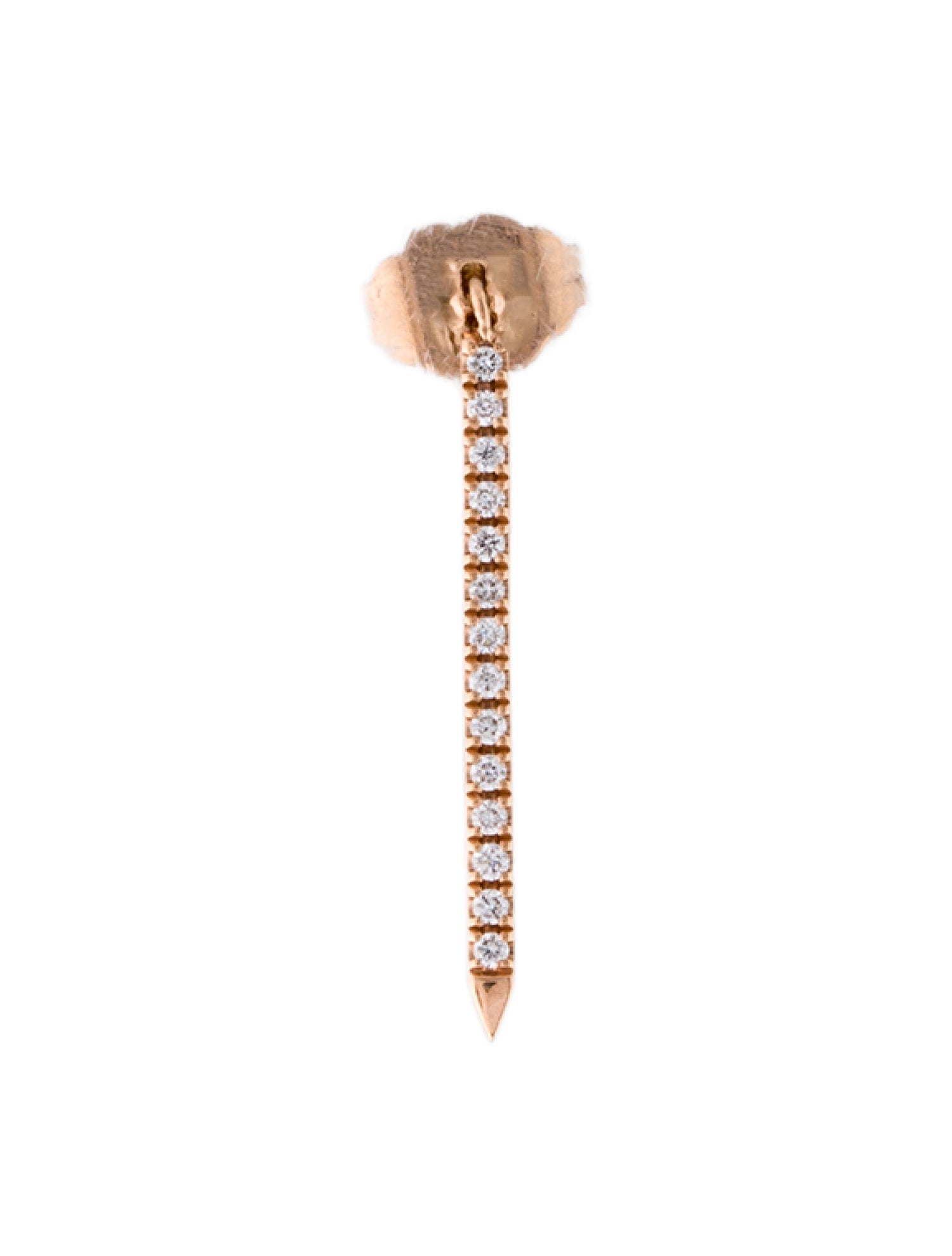 Maria Tash 18K Diamond Eternity Bar Charm Stud Earring