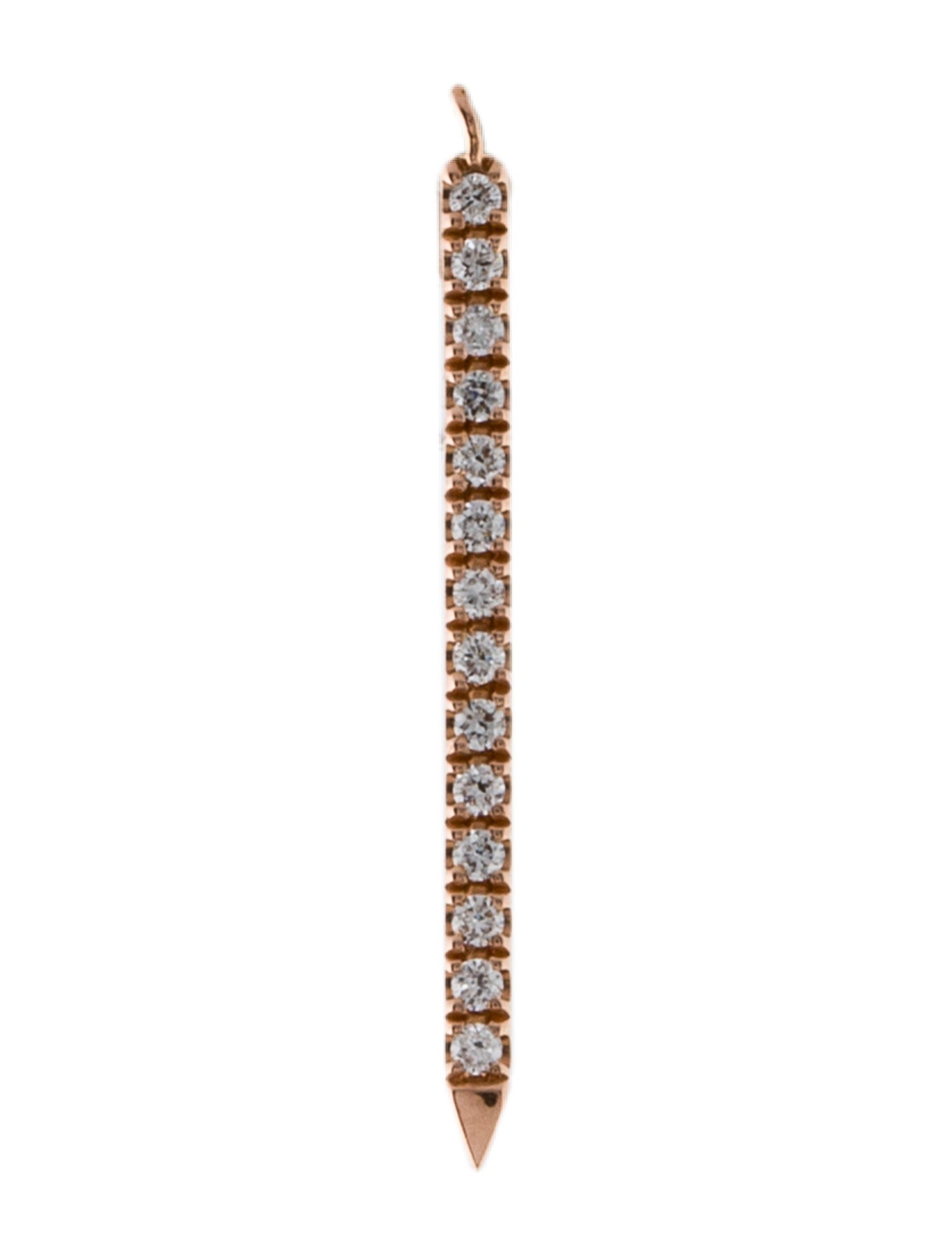 Maria Tash 18K Diamond Eternity Bar Charm Drop Earring