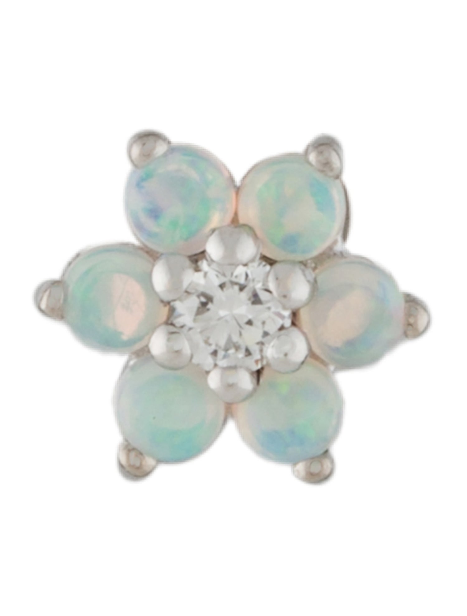 Maria Tash 18K Opal & Diamond Flower Single Stud Earring