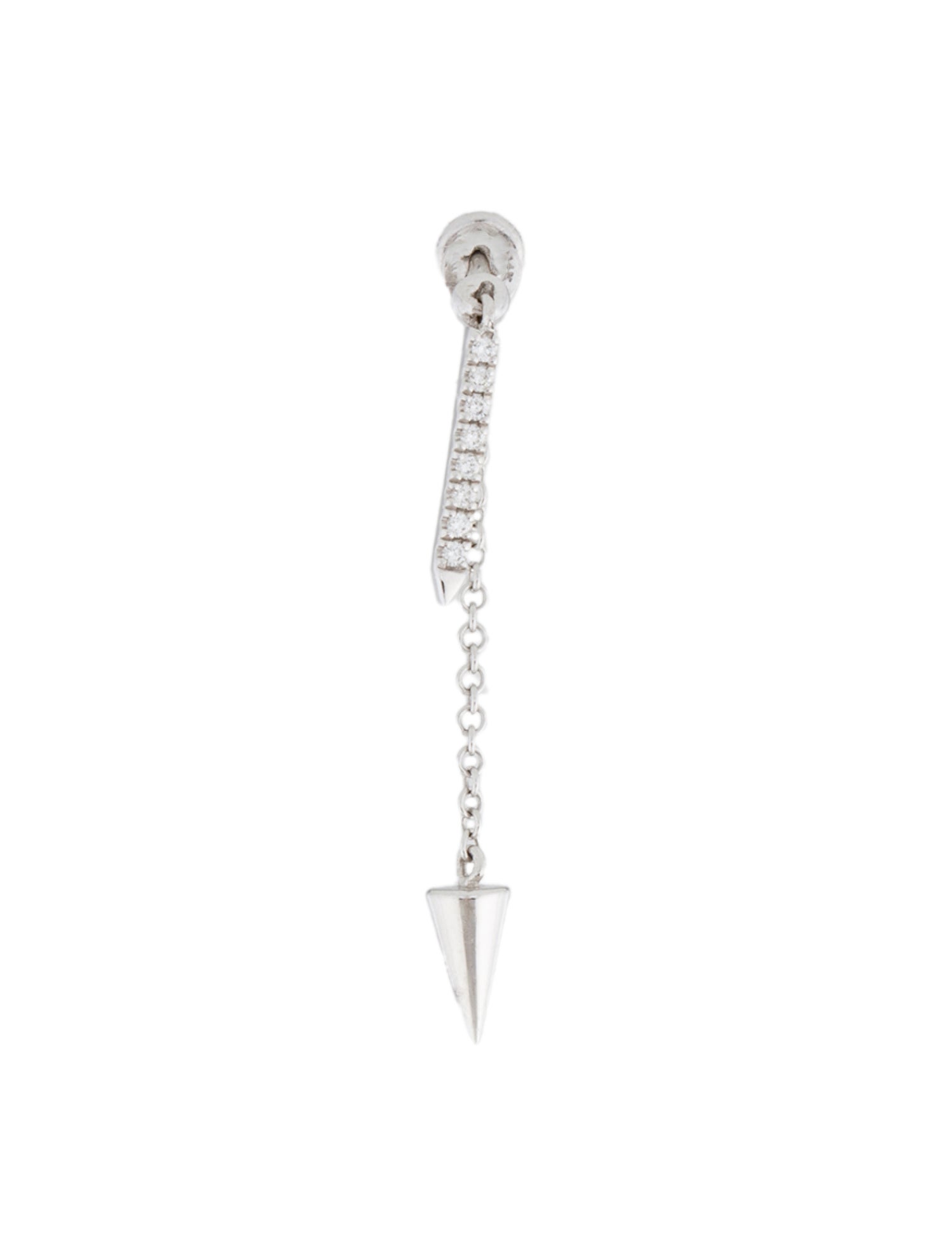 Maria Tash Diamond Eternity Bar w/Pendulum Spike Charm Single Drop Earring