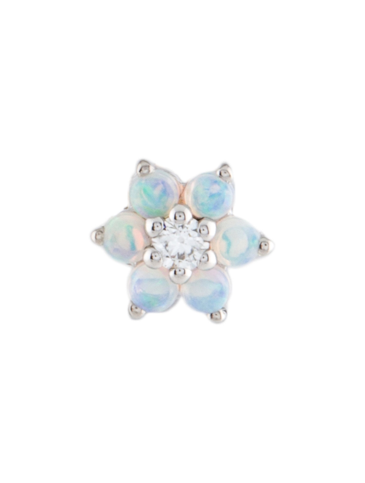 Maria Tash 18K Opal & Diamond Flower Single Stud Earring
