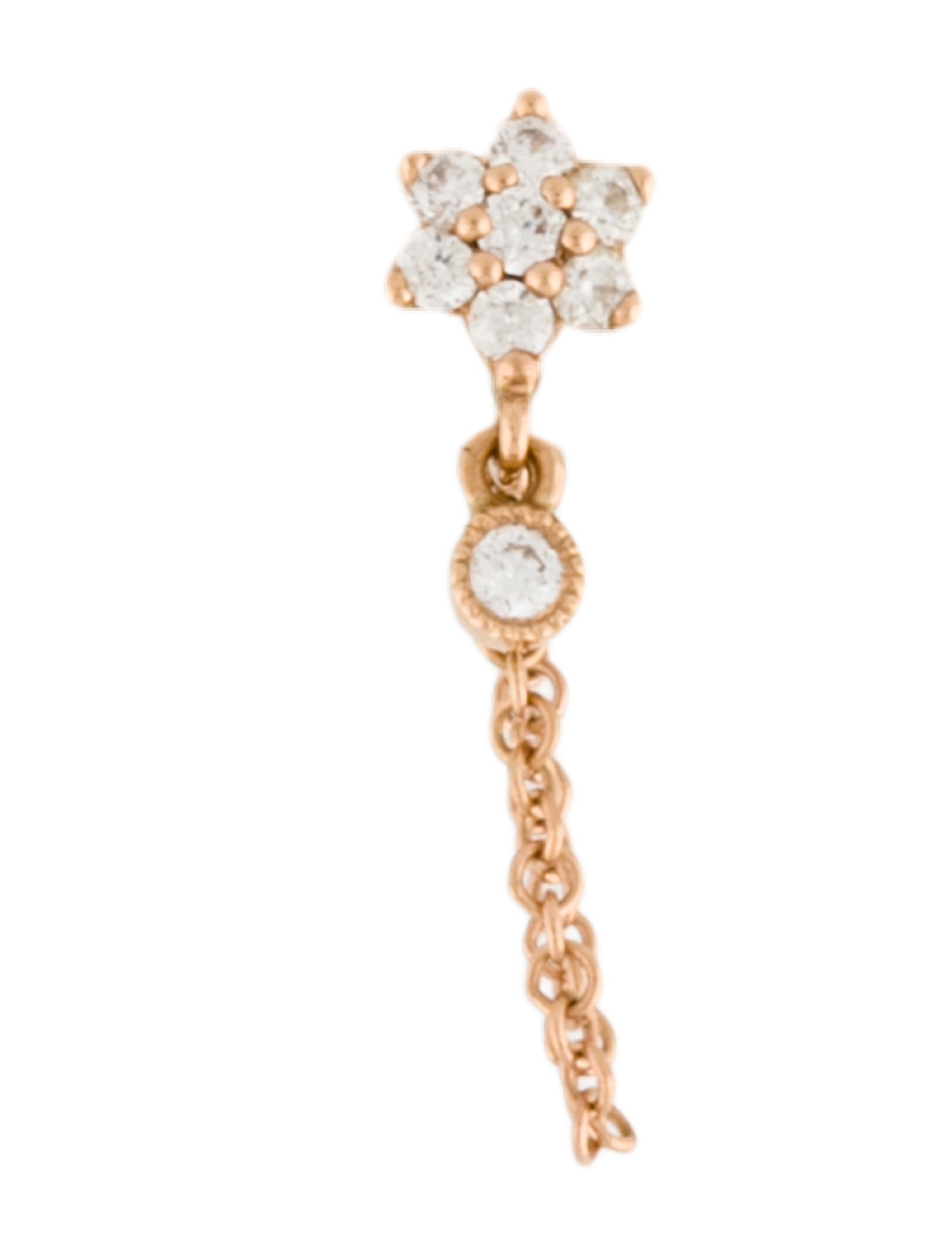 Maria Tash 18K Diamond Flower Chain Earring