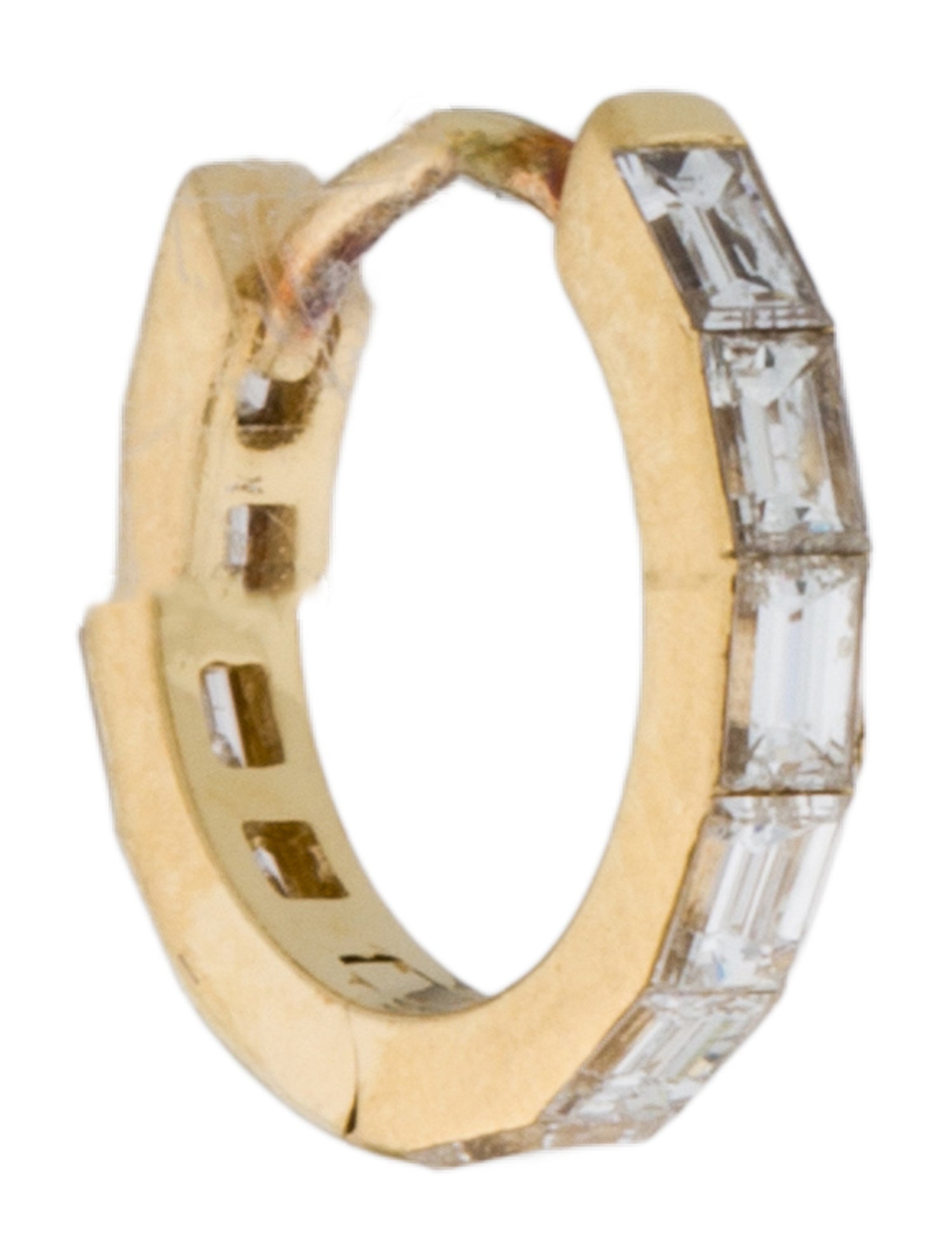 Maria Tash 18K Diamond Invisible Set Baguette Eternity Single Hoop Earring