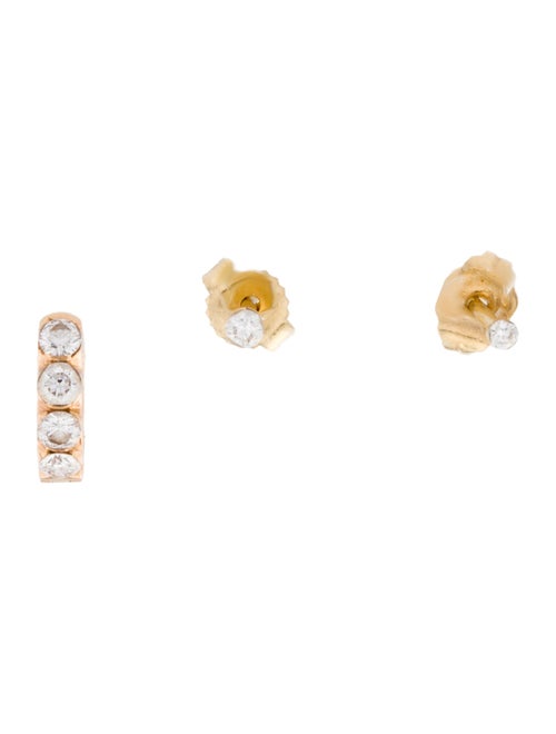 Maria Tash 18K Diamond Stud & Hoop Earring Set