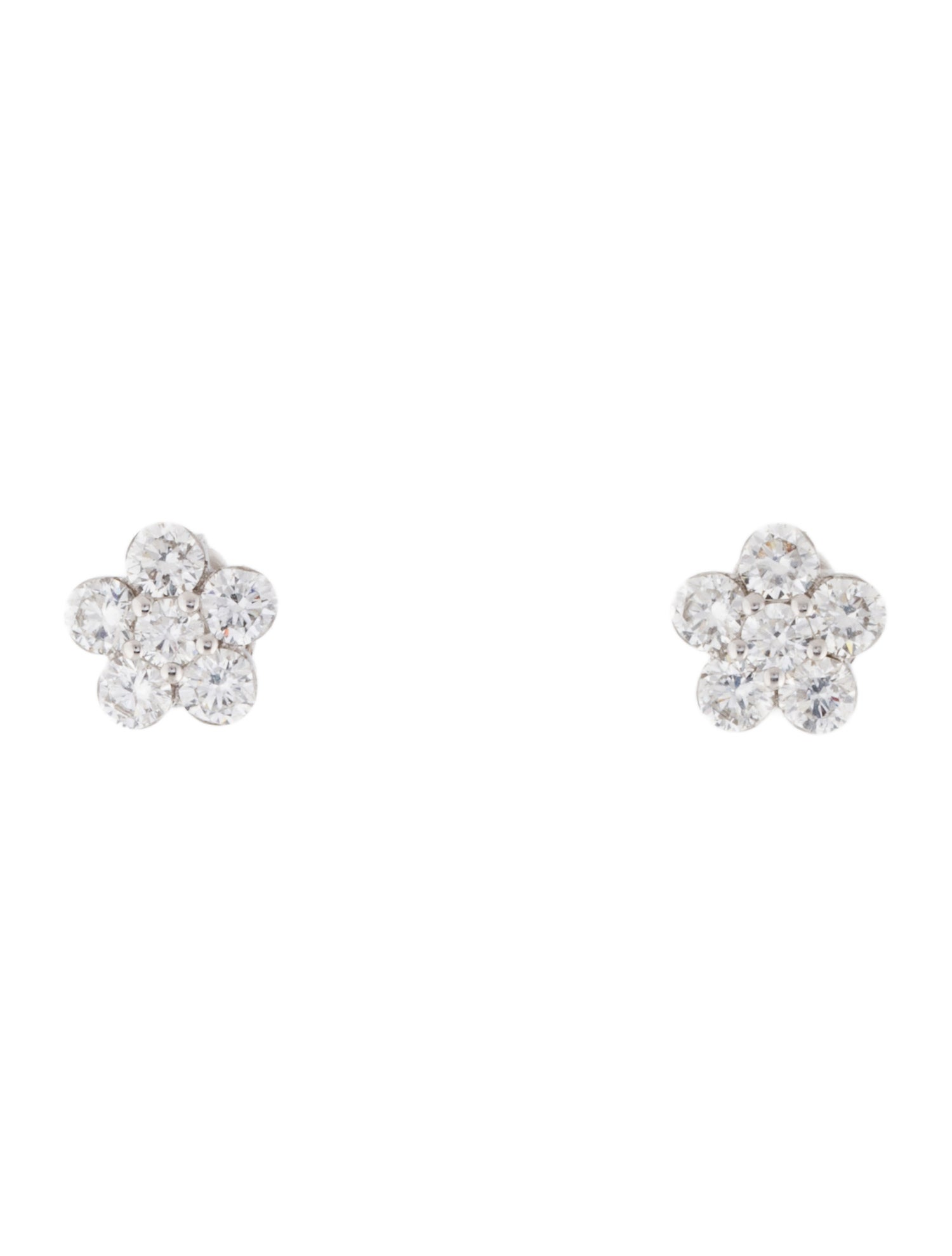 Maria Tash 18K 1.02ctw Diamond Invisible Flower Stud Earrings
