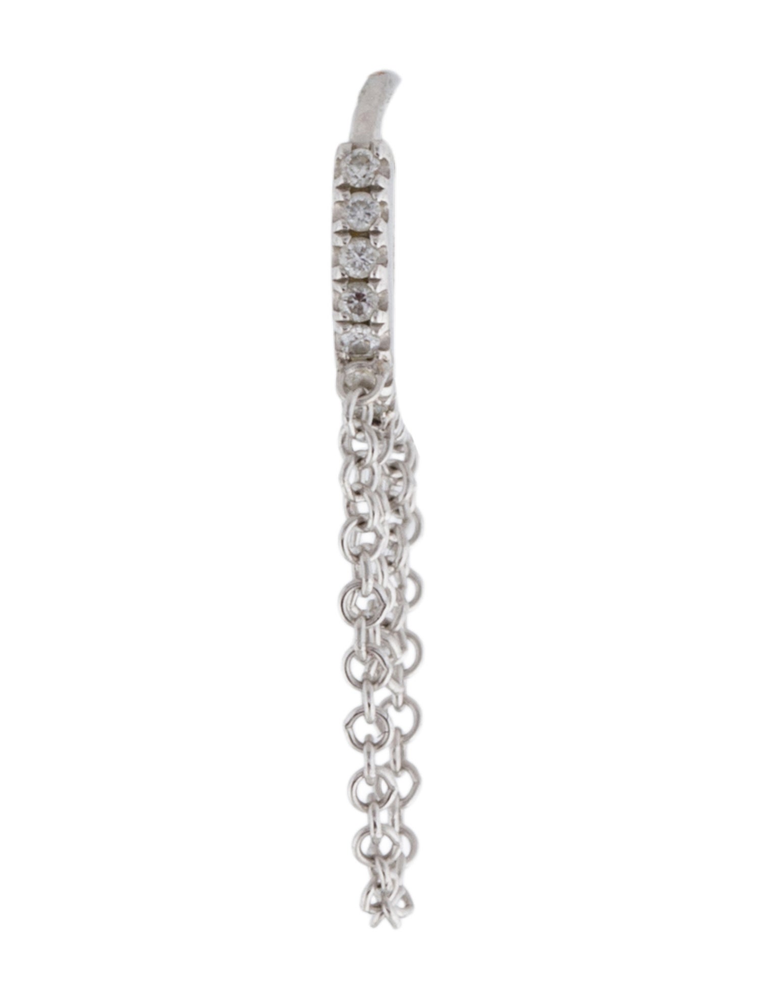 Maria Tash 18K Single Diamond Eternity With Two Chain Hoop Earring