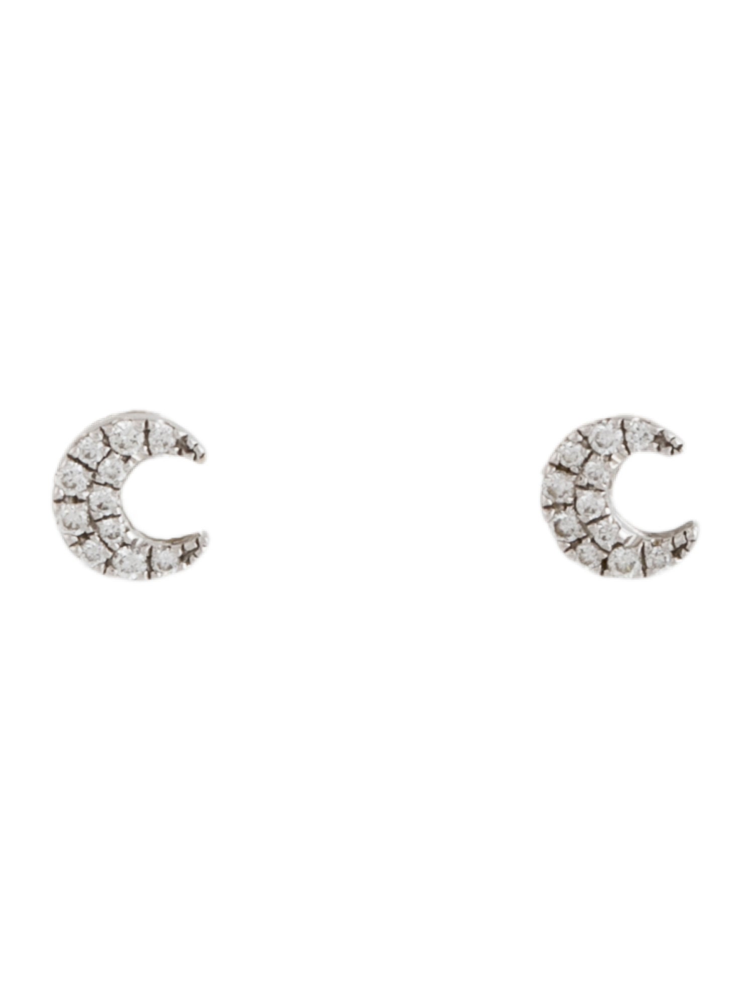 Maria Tash 18K Diamond Moon Stud Earrings