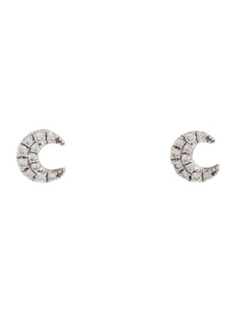 Maria Tash 18K Diamond Moon Stud Earrings