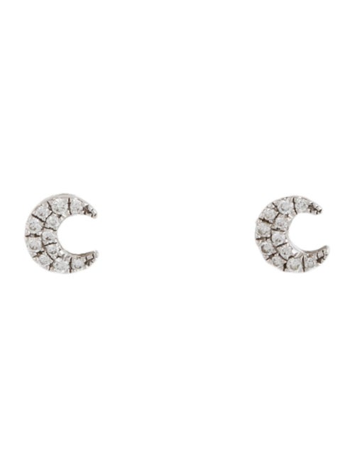 Maria Tash 18K Diamond Moon Stud Earrings