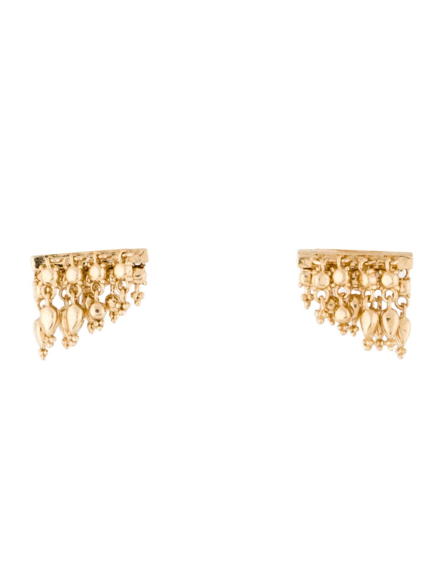Maria Tash 14K Left & Right Tassel Bar Stud Earrings