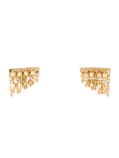 Maria Tash 14K Left & Right Tassel Bar Stud Earrings
