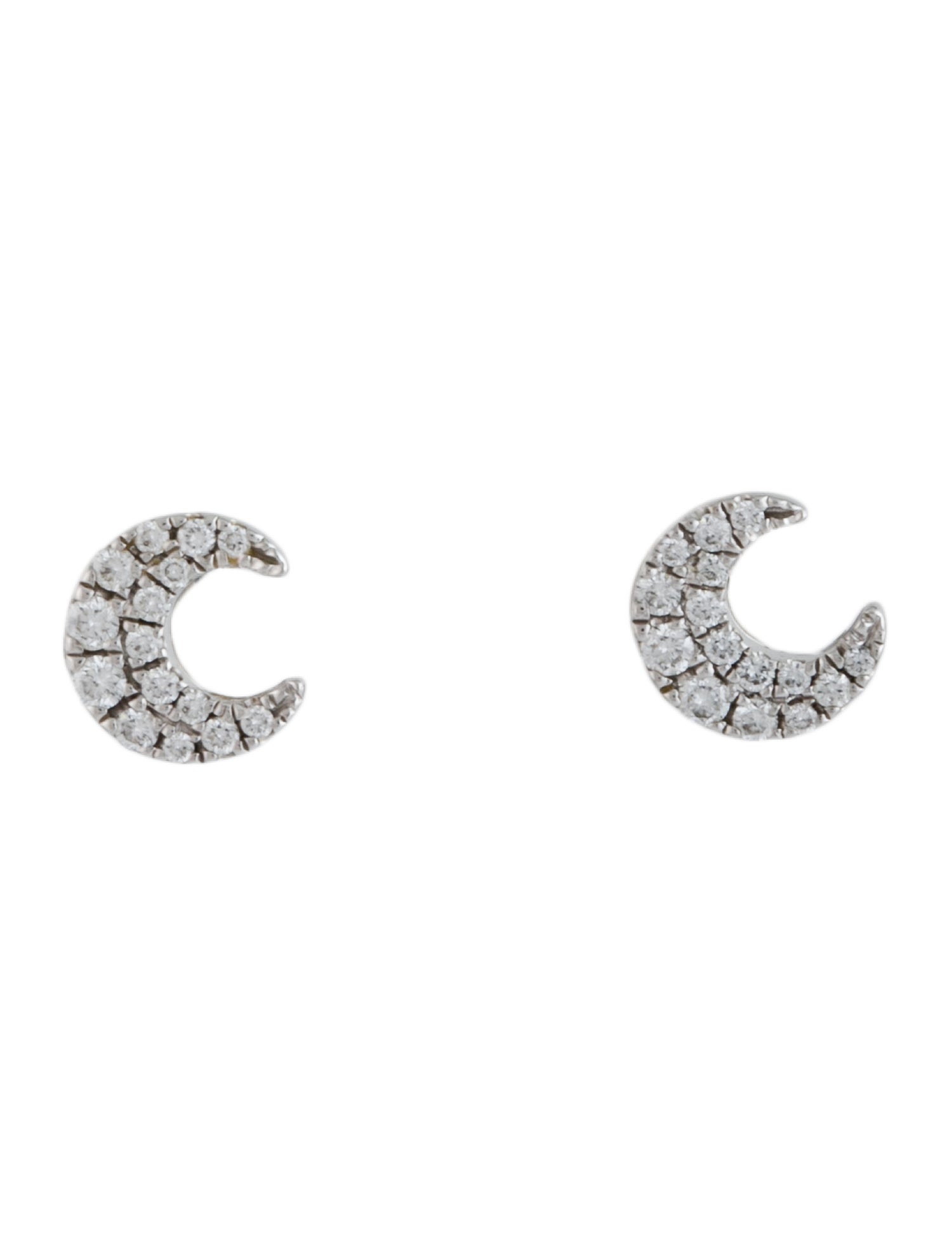 Maria Tash 18K Diamond Moon Stud Earrings