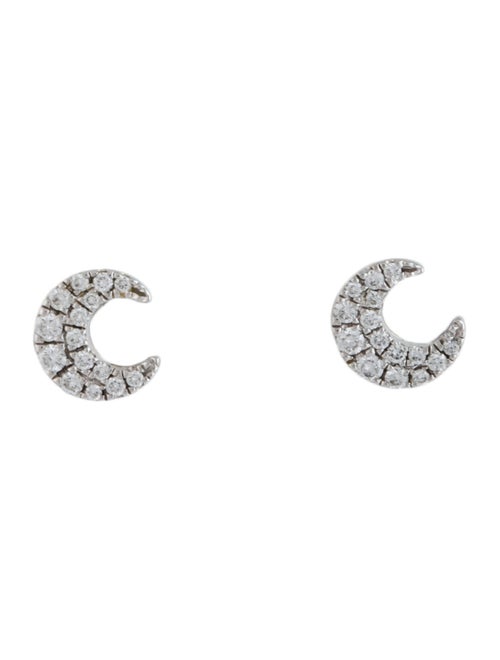 Maria Tash 18K Diamond Moon Stud Earrings
