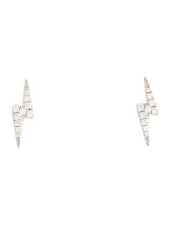 Maria Tash 18K Diamond Lightning Bolt Stud Earrings
