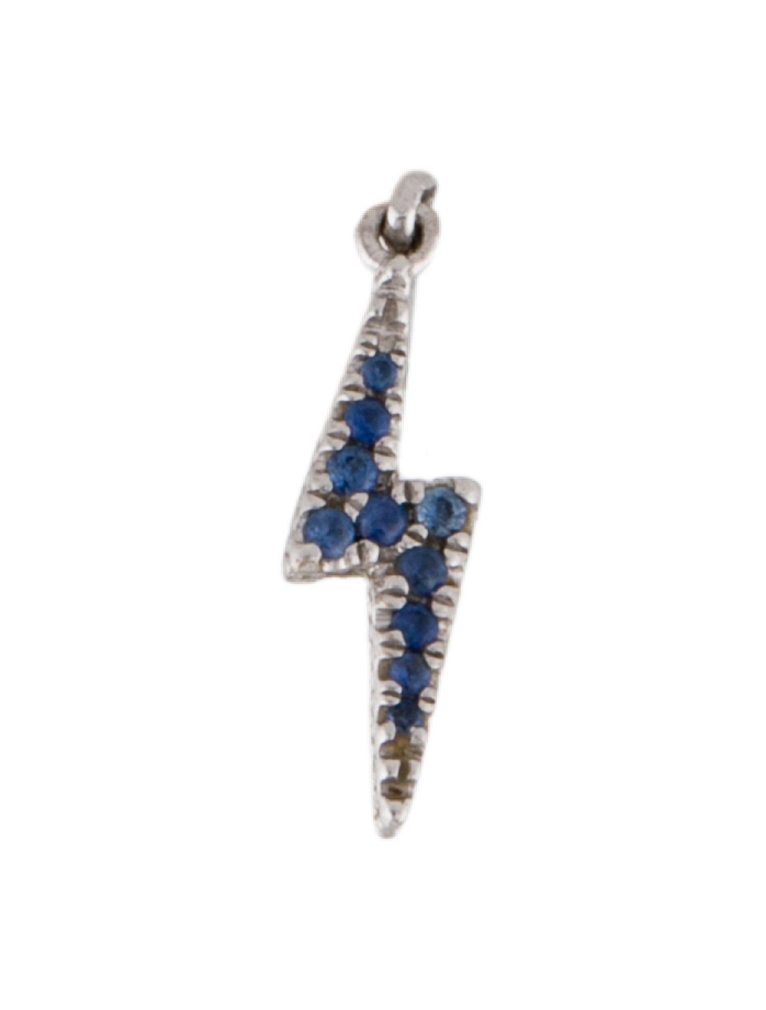 Maria Tash Sapphire & Diamond Lightning Bolt Threaded Charm Earring