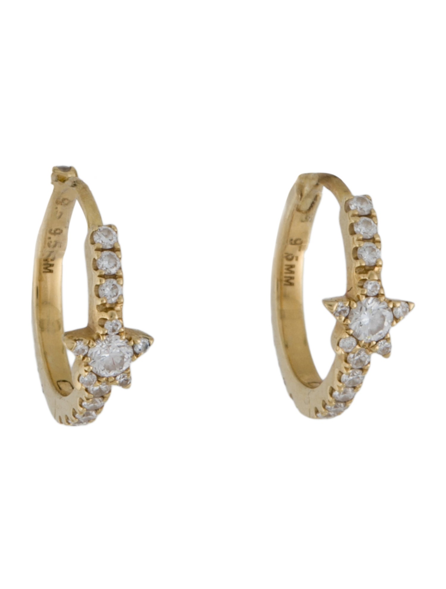 Maria Tash 18K Diamond Star Eternity Hoop Earrings