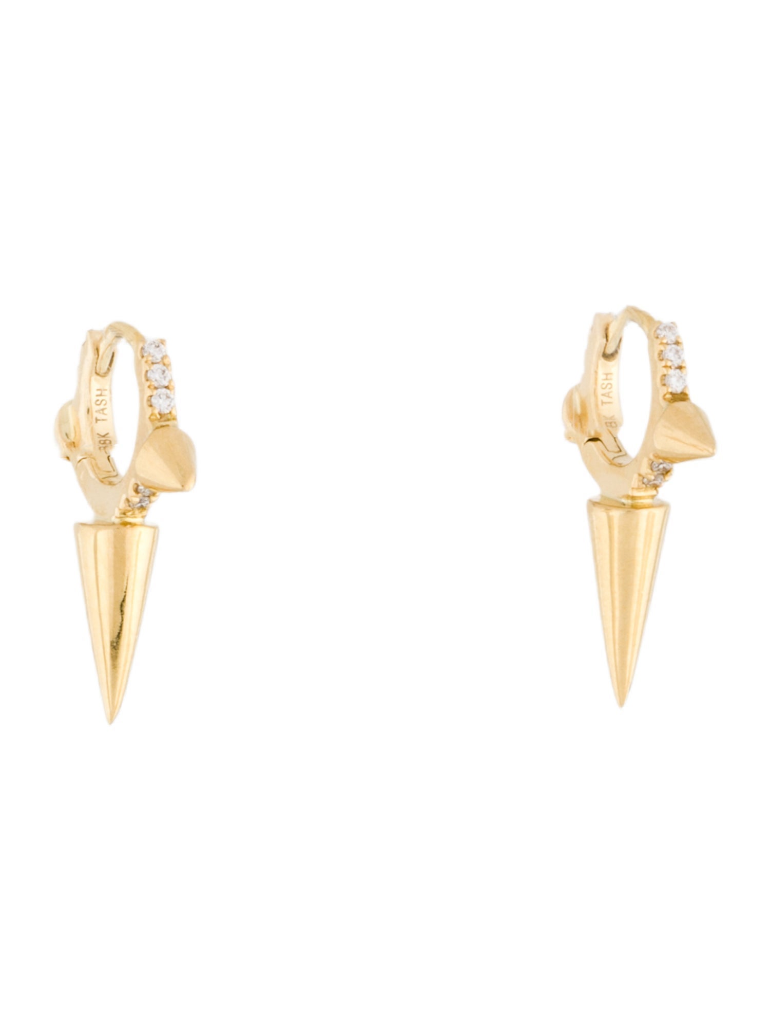 Maria Tash 18K Diamond Triple Long Spike Eternity Hoop Earrings