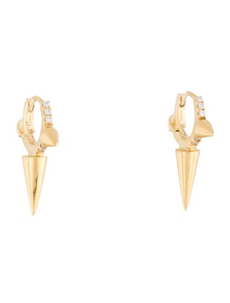 Maria Tash 18K Diamond Triple Long Spike Eternity Hoop Earrings