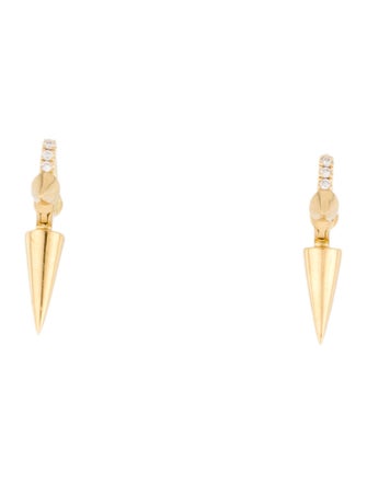 Maria Tash 18K Diamond Triple Long Spike Eternity Hoop Earrings